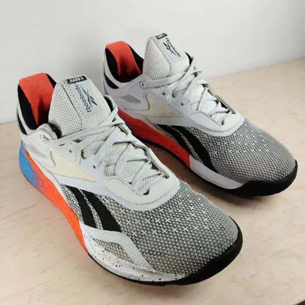 Reebok Nano X Women's 9.5 Cross Training Gym Shoes White Orange Blue Sneakers